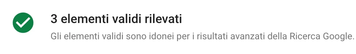 Schermata del Test dei risultati avanzati di Google.